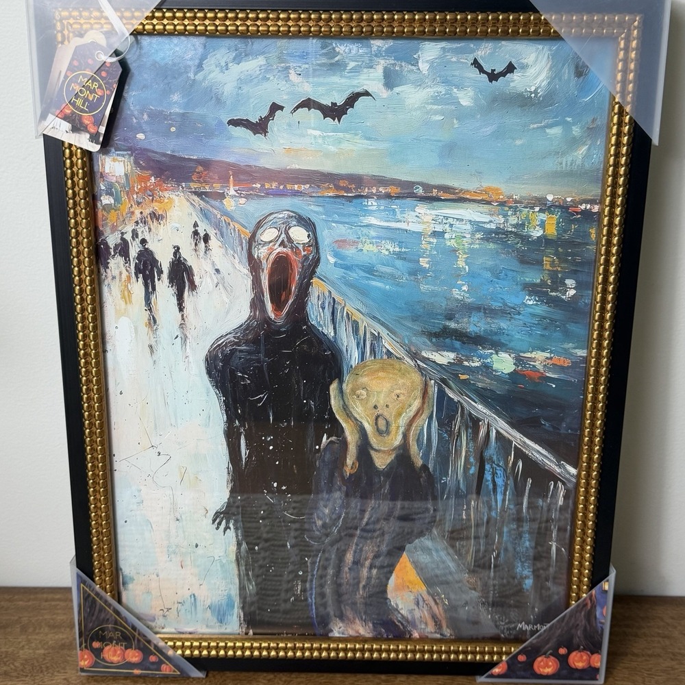 Marmont Hill The Scream Halloween Bats Framed Wall Art 16x20 NEW Spooky Creepy